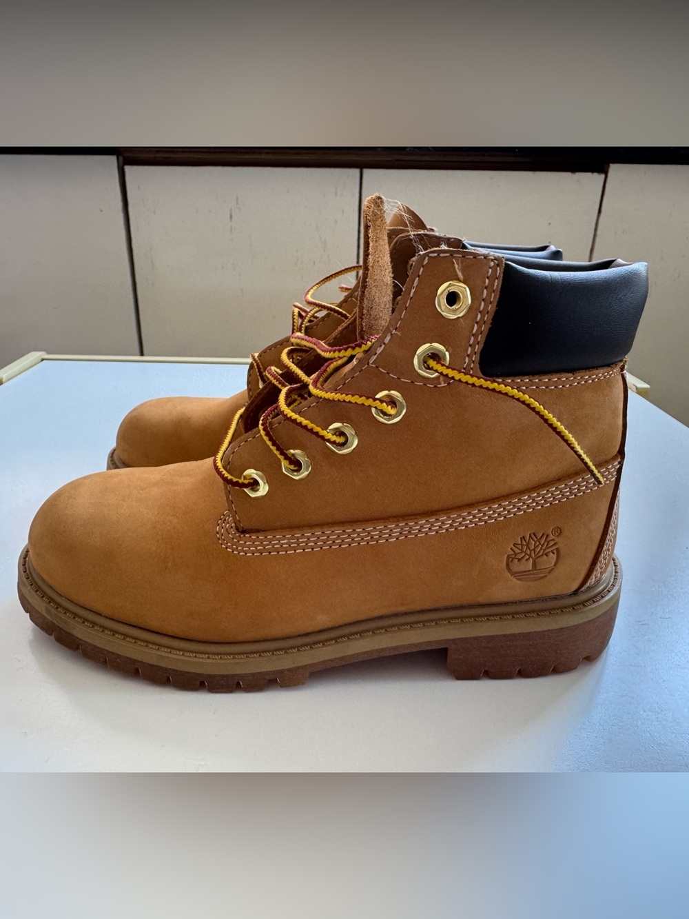 Timberland Wheat Nubuck Ankle Boots with Black Collar